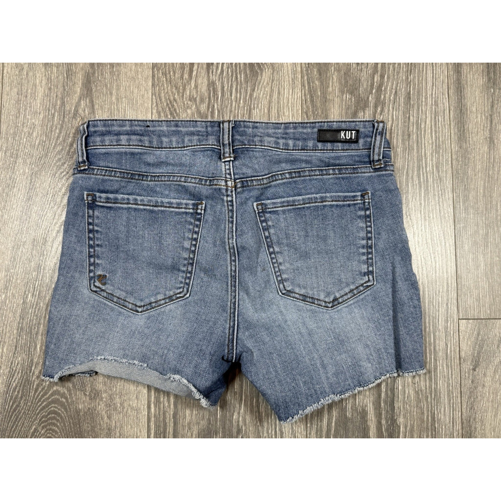 KUT FROM THE KLOTH Short Blue Denim Cut-Off Jean Shorts Women's Sz 4 Raw Hem